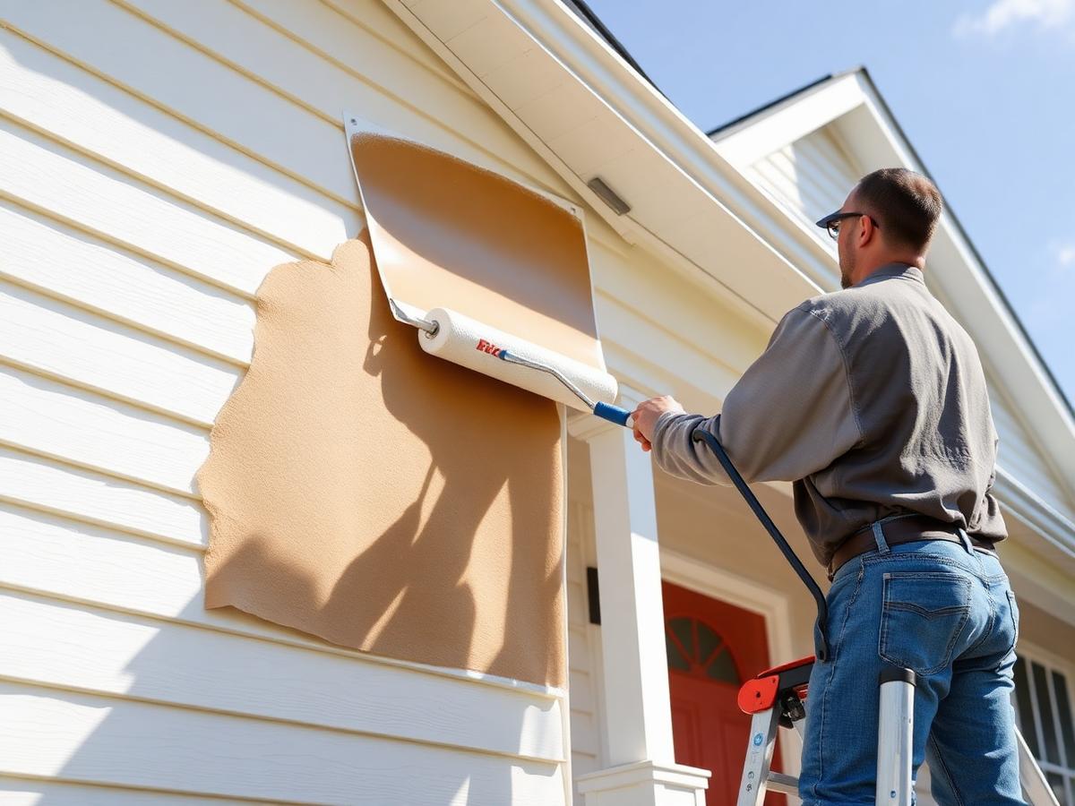 Exterior painting work on residential siding
